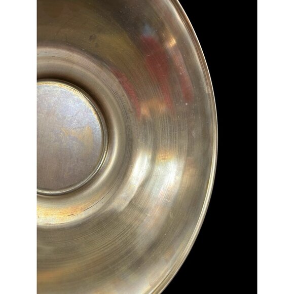 Hand Spun Brass Pedestal Bowl Jack Davis 1989 Rolled Edge Metales Casados 10"x4" - Picture 6 of 12
